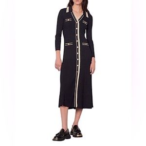 SANDRO Alexandrine Dress in Navy Blue